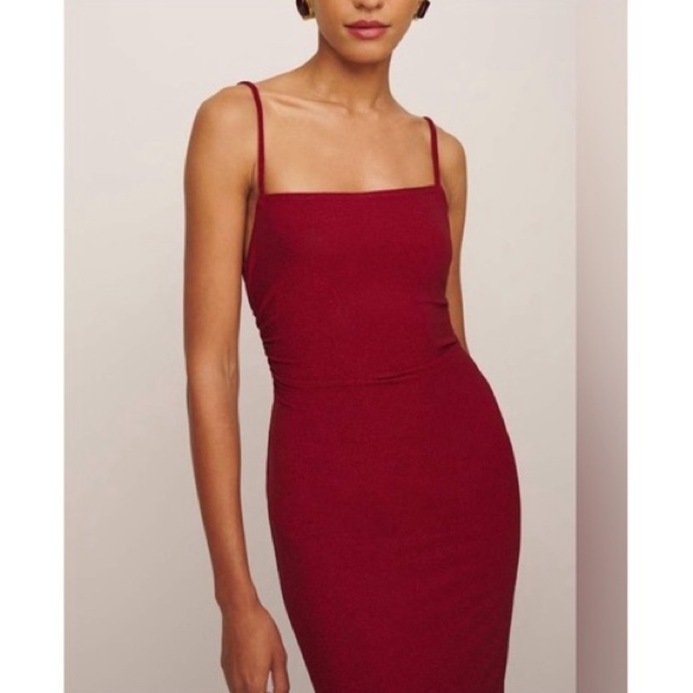 REFORMATION Breslin Knit Dress Red Sparkle - Picture 3 of 10
